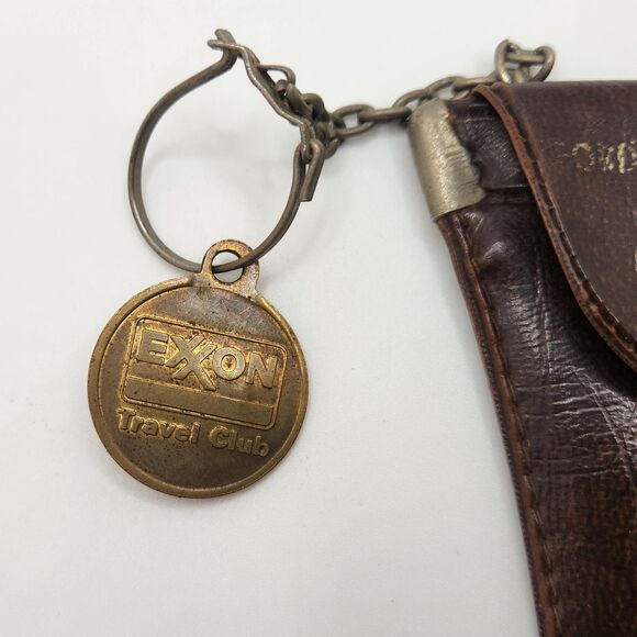 Vtg Leather Ford Federal Keychain Coin Wallet Exxon Travel Club Fob - Picture 7 of 8